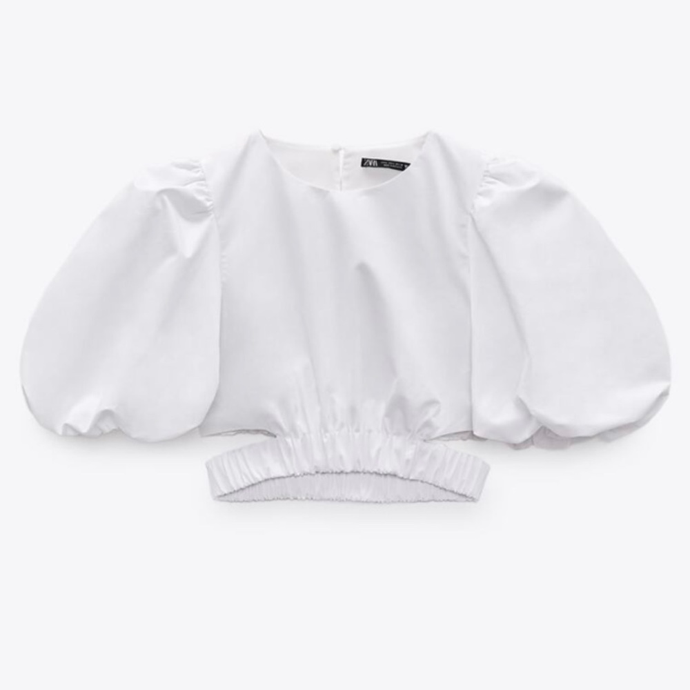 Zara White Poplin Crop Top